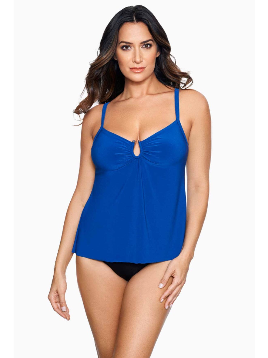 Miraclesuit Womens Razzle Dazzle Zing Tankini Top Size 8 Blue Azul Underwire Nwt